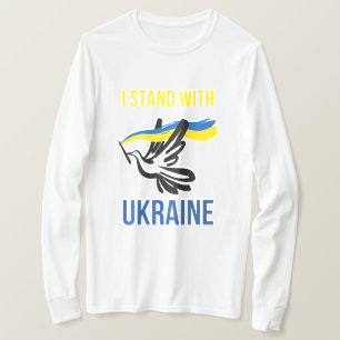 Ich stehe mit der Ukraine – Friedens-Tauben-Design T-Shirt