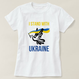 Ich stehe mit der Ukraine – Friedenstauben-Design T-Shirt