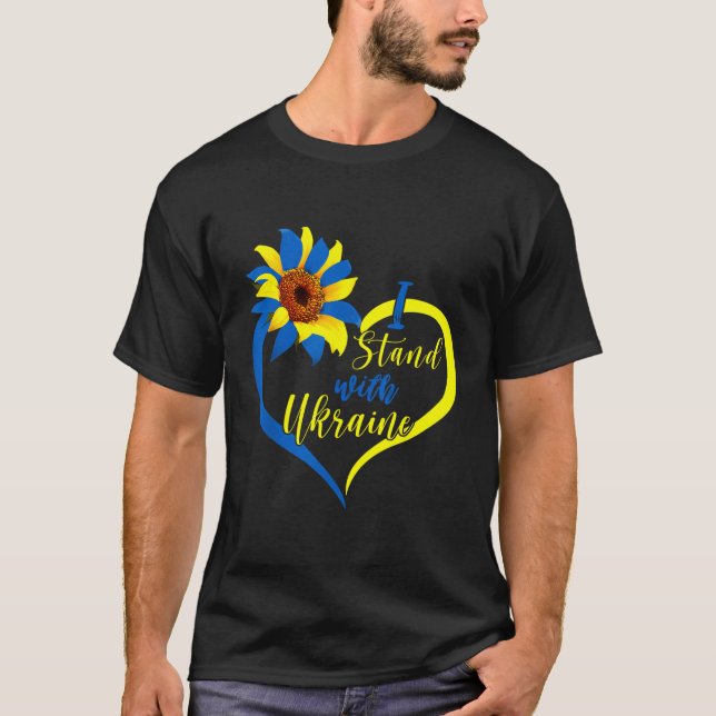 Ich stehe mit der Ukraine Herz Ukraine Sonnenblume T-Shirt (Vorderseite)