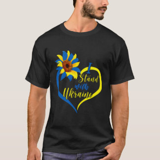 Ich stehe mit der Ukraine Herz Ukraine Sonnenblume T-Shirt