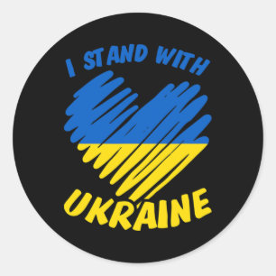 Ich stehe mit der Ukraine I Ukrainische Flagge Bla Runder Aufkleber