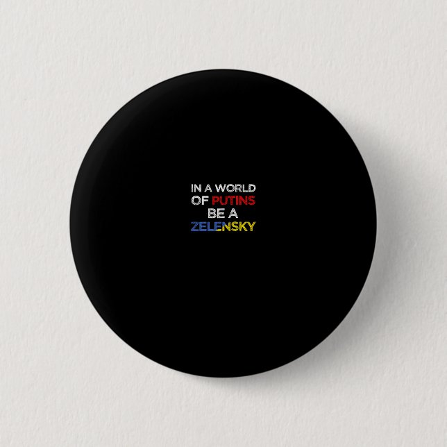 Ich stehe mit der Ukraine in einer Welt von Putins Button (Vorderseite)