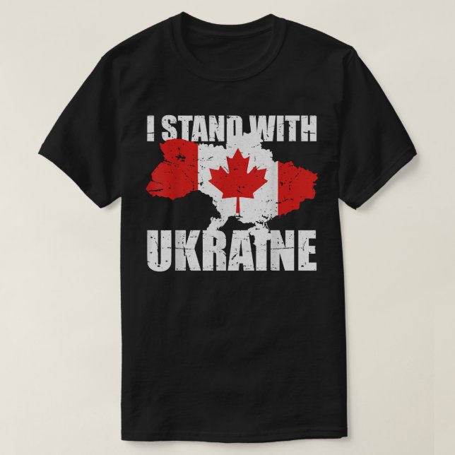 Ich stehe mit der Ukraine Kanada zur Unterstützung T-Shirt (Design vorne)