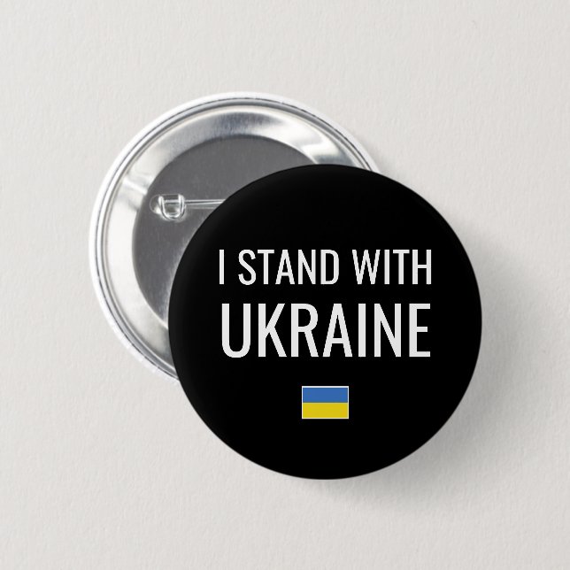 Ich stehe mit der Ukraine | Nationale Flagge der U Button (Vorne & Hinten)