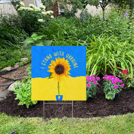 Ich stehe mit der Ukraine Sonnenblume Blau Gelb Sm Gartenschild