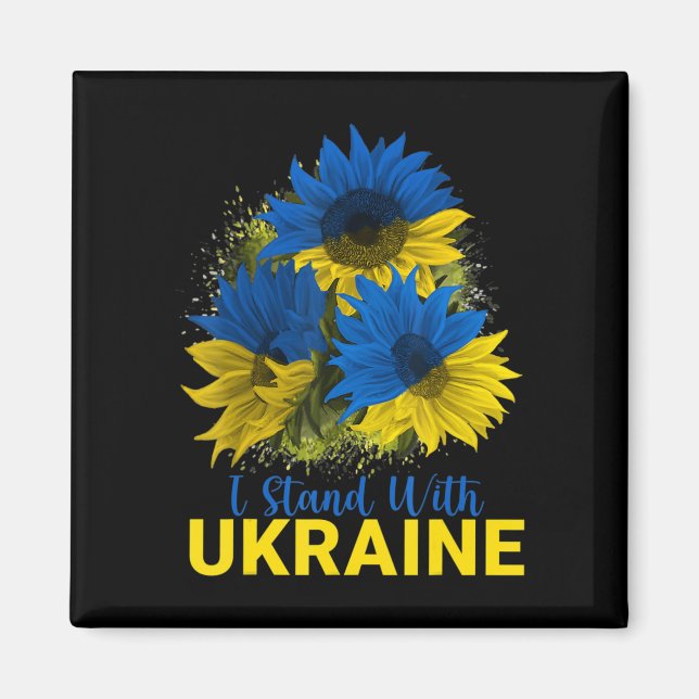 Ich stehe mit der Ukraine Sonnenblumenflagge, frie Magnet (Vorne)