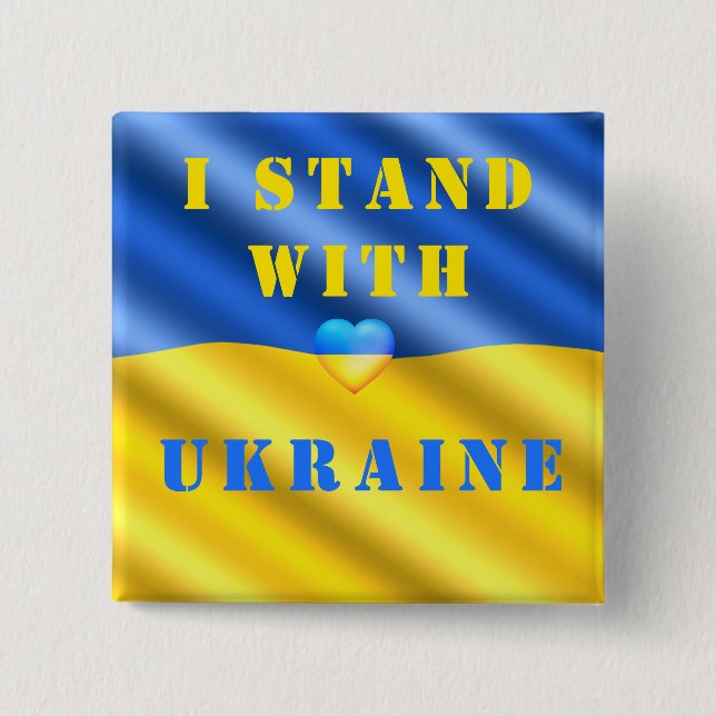 Ich stehe mit der Ukraine-Taste Unterstützung Frei Button (Vorderseite)
