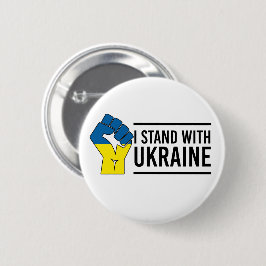 Ich stehe mit der Ukraine | Ukraine Flag Hand Flag Button