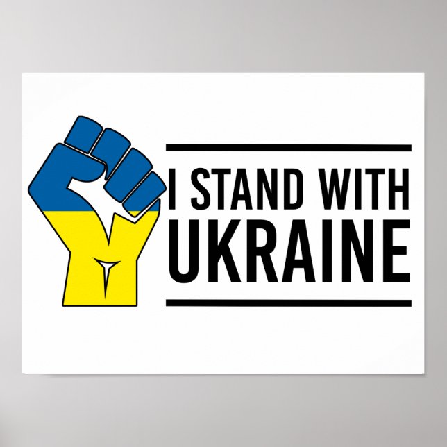 Ich stehe mit der Ukraine | Ukraine Flag Hand Flag Poster (Vorne)