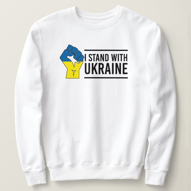 Ich stehe mit der Ukraine | Ukraine Flag Hand Flag Sweatshirt (Design vorne)