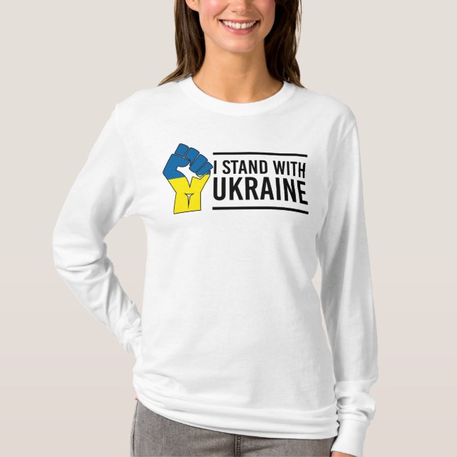 Ich stehe mit der Ukraine | Ukraine Flag Hand Flag T-Shirt (Vorderseite)