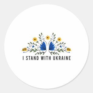 Ich stehe mit der Ukraine Ukraine-Flagge Sonnenblu Runder Aufkleber