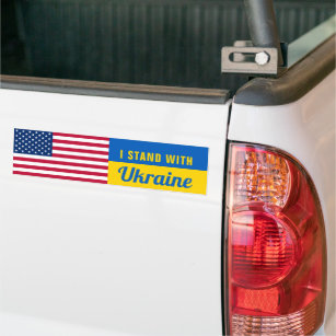 Ich stehe mit der Ukraine USA Amerikanisches Flag  Autoaufkleber