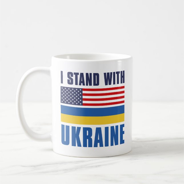 Ich stehe mit der Ukraine USA Kaffeetasse (Links)
