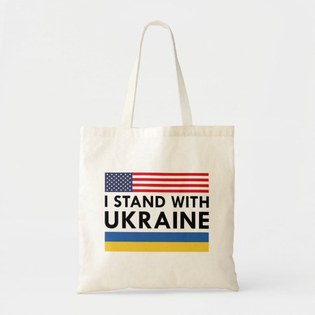 Ich stehe mit der Ukraine USA Tragetasche (Vorne)