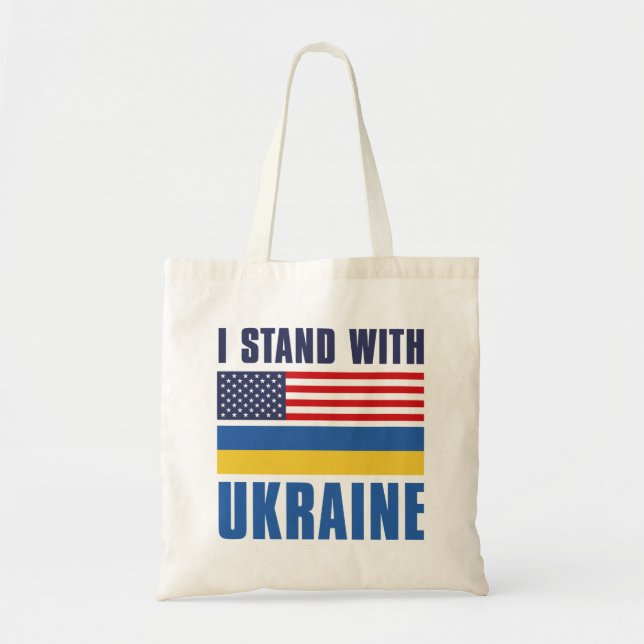 Ich stehe mit der Ukraine USA Tragetasche (Vorne)