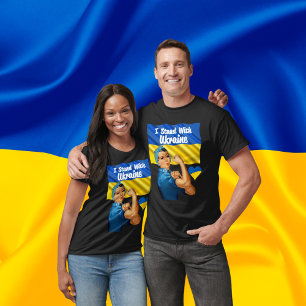 Ich stehe mit der Ukraine Vintag Rosie und Flag T-Shirt