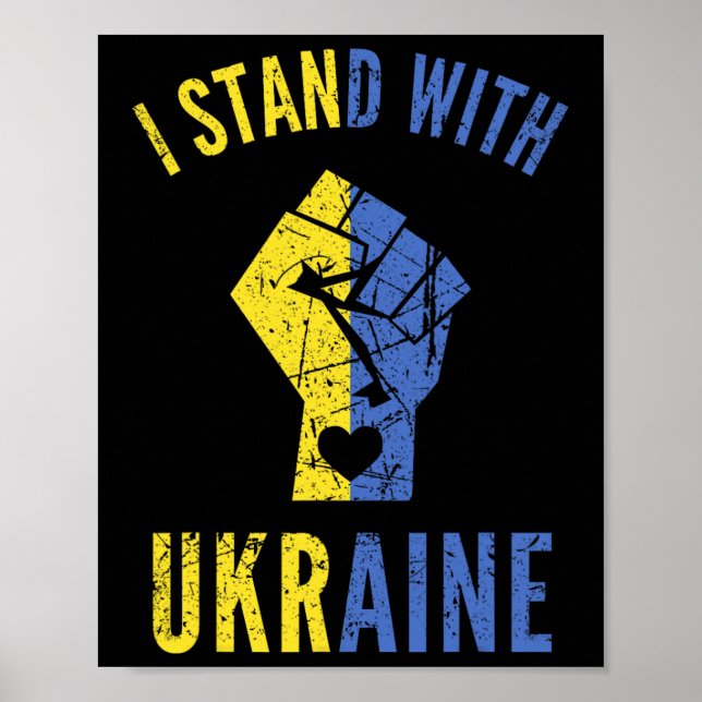 Ich stehe mit der Ukraine - Vintager Aufstandsprot Poster (Vorne)