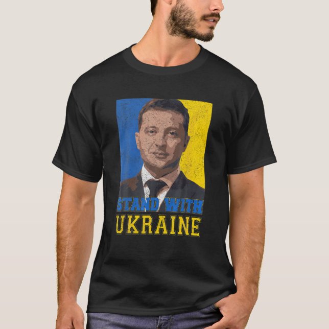 Ich stehe mit der Ukraine Volodymyr Zelensky Ukrai T-Shirt (Vorderseite)