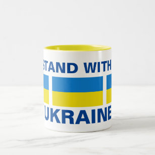 ICH STEHE MIT DER UKRAINE ZWEIFARBIGE TASSE
