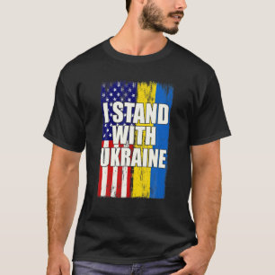 Ich stehe mit der ukrainischen Fahne Amerikas T-Shirt