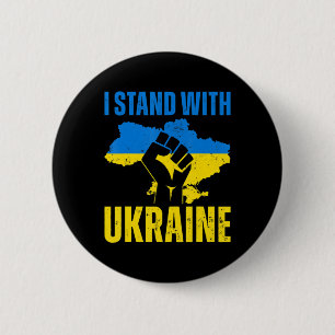 Ich stehe mit der ukrainischen Fahne auf dem Höhep Button
