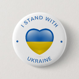 Ich stehe mit der ukrainischen Fahne Liebe Herz Button