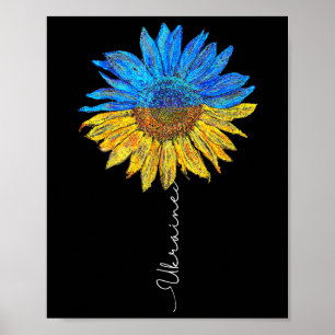 Ich stehe mit der ukrainischen Flagge Sonnenblumen Poster