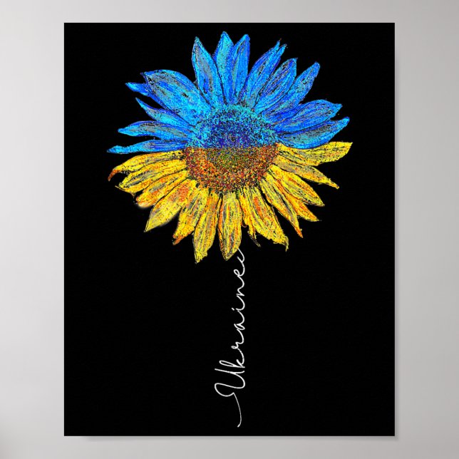 Ich stehe mit der ukrainischen Flagge Sonnenblumen Poster (Vorne)