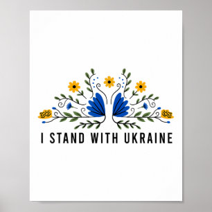 Ich stehe mit der ukrainischen Flagge Sonnenblumen Poster