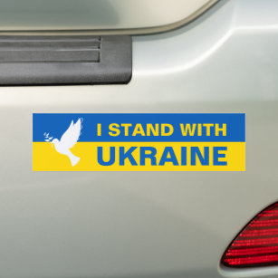 Ich stehe mit der ukrainischen Flagge Tauben Fried Autoaufkleber