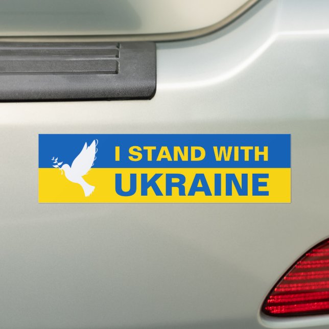 Ich stehe mit der ukrainischen Flagge Tauben Fried Autoaufkleber (Auf Auto)