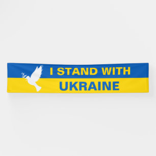 Ich stehe mit der ukrainischen Flagge Tauben Fried Banner