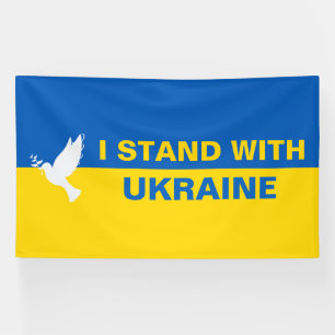 Ich stehe mit der ukrainischen Flagge Tauben Fried Banner