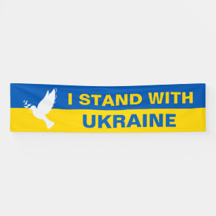 Ich stehe mit der ukrainischen Flagge Tauben Fried Banner