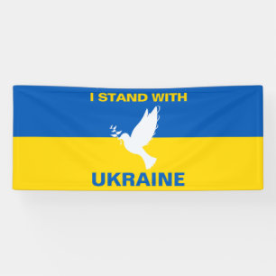 Ich stehe mit der ukrainischen Flagge Tauben Fried Banner