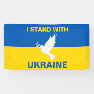Ich stehe mit der ukrainischen Flagge Tauben Fried Banner
