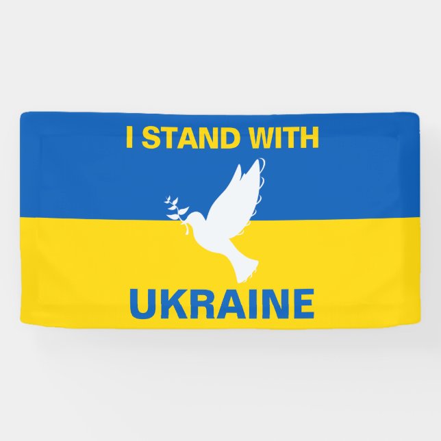 Ich stehe mit der ukrainischen Flagge Tauben Fried Banner (Horizontal)