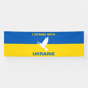 Ich stehe mit der ukrainischen Flagge Tauben Fried Banner