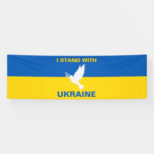 Ich stehe mit der ukrainischen Flagge Tauben Fried Banner (Horizontal)