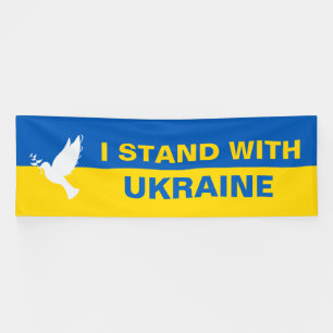 Ich stehe mit der ukrainischen Flagge Tauben Fried Banner