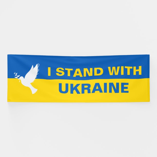 Ich stehe mit der ukrainischen Flagge Tauben Fried Banner (Horizontal)