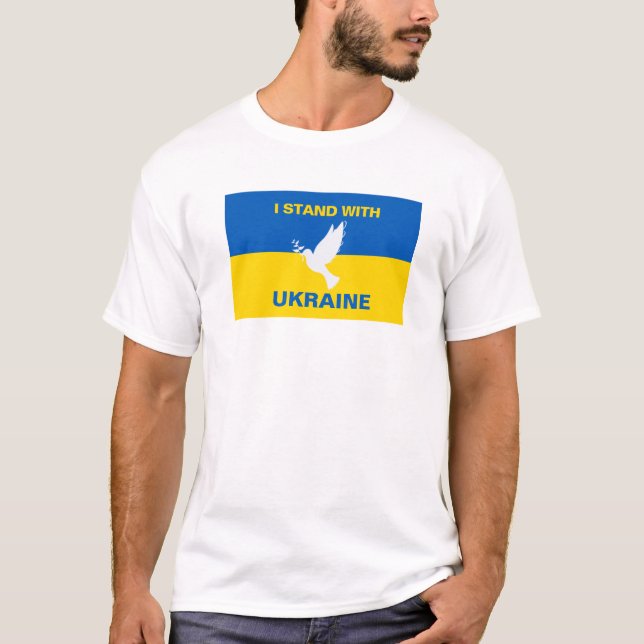 Ich stehe mit der ukrainischen Flagge Tauben Fried T-Shirt (Vorderseite)