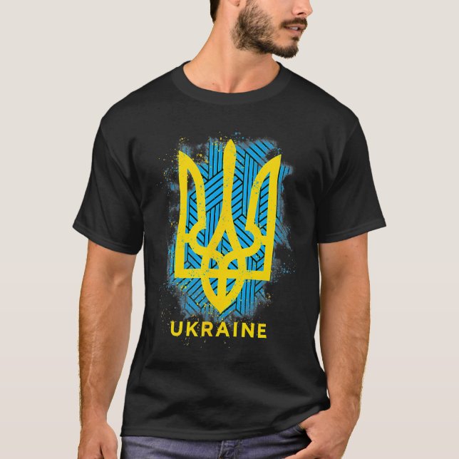 Ich stehe mit der ukrainischen Flagge Ukraine T-Shirt (Vorderseite)