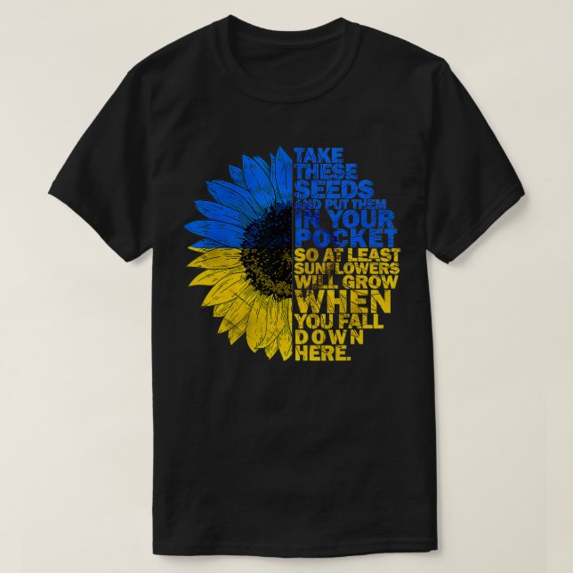 Ich stehe mit der ukrainischen Flaggenstütze für S T-Shirt (Design vorne)