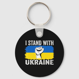 Ich stehe mit der ukrainischen Flaggenunterstützun Schlüsselanhänger