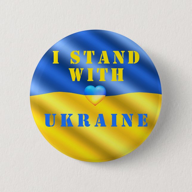 Ich stehe mit der ukrainischen Freiheit Frieden uk Button (Vorderseite)