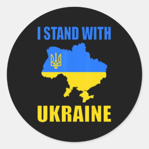 Ich stehe mit der ukrainischen Karte und ukrainisc Runder Aufkleber