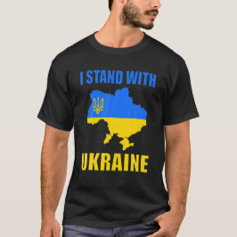 Ich stehe mit der ukrainischen Karte und ukrainisc T-Shirt