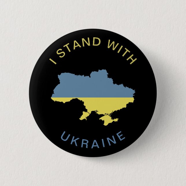 Ich stehe mit der ukrainischen Nationalflaggenkart Button (Vorderseite)